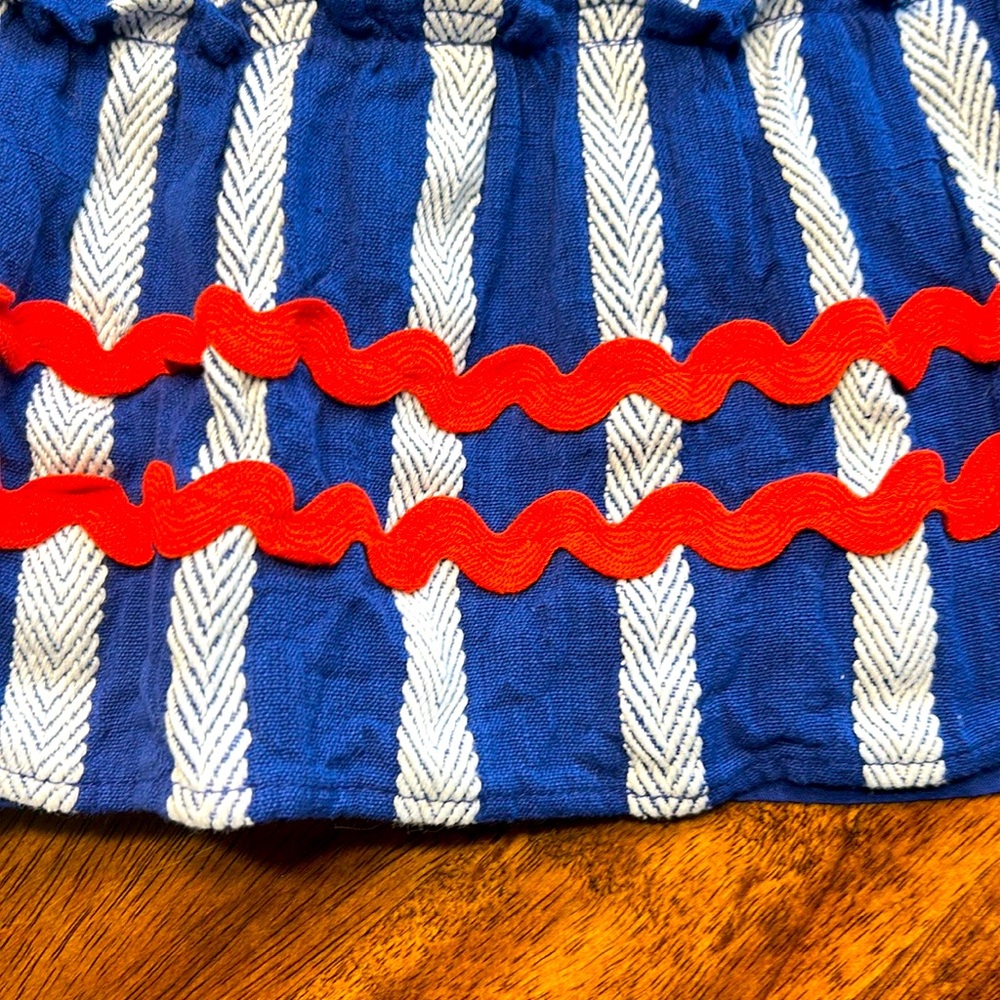 Sail to Sable Striped Jacquard Blue and White smocked Mini Dress - Picture 5 of 5